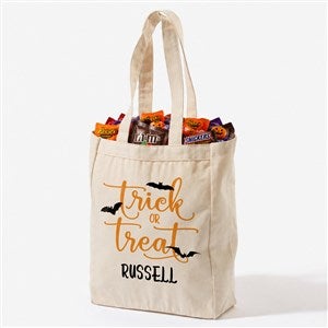 Trick or Treat Personalized Halloween Canvas Tote Bag - 14x10 - 33940-S