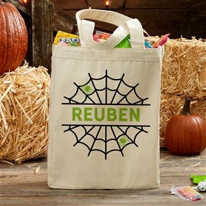 Halloween Spider Web Personalized Canvas Tote Bag - 14x10 - 33945-S