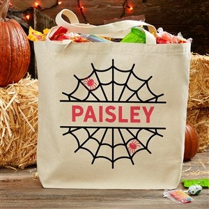 Halloween Spider Web Personalized Canvas Tote Bag - 20x15 - 33945-L