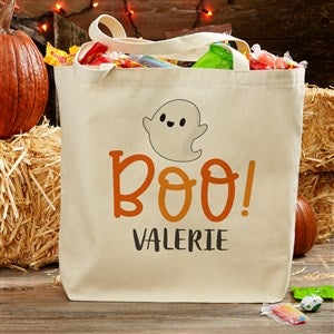 Boo! Personalized Halloween Canvas Tote Bag - 20x15 - 33949-L