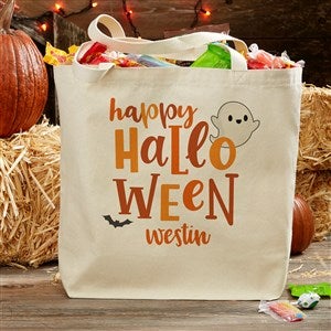 Happy Halloween Personalized Canvas Tote Bag- 20 x 15 - 33951-L