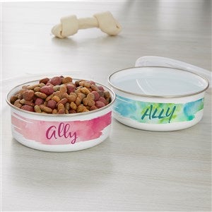 Watercolor Personalized Enamel Dog Bowl - 33955