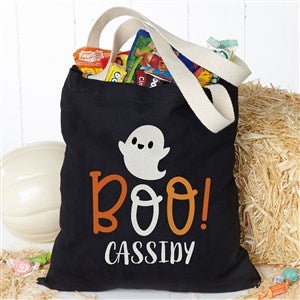 Personalized Halloween Tote Bags w/Name or Text - 6 Design Font 15*16inch  Customized Pumpkin Witch Black Cat Castle Skeleton Ghost Canvas Totes Bag