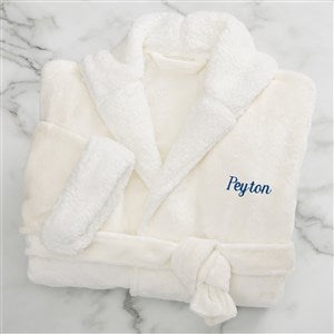 Classic Comfort Personalized Sherpa Hooded Fleece Robe- Ivory - 33972-I