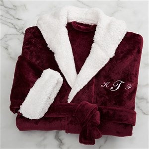 Classic Comfort Personalized Sherpa Hooded Fleece Robe- Maroon - 33972-M