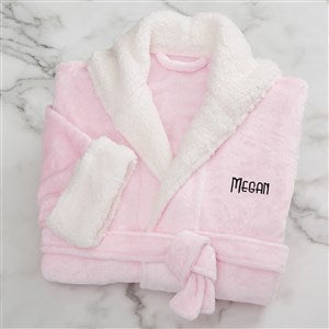 Classic Comfort Personalized Sherpa Hooded Fleece Robe- Pink - 33972-P