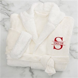 Lavish Last Name Personalized Sherpa Hooded Fleece Robe- Ivory - 33973-I