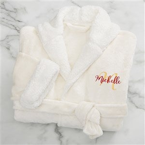 Playful Name Personalized Luxury Hooded Fleece Robe - Ivory - 33974-I