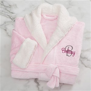 Playful Name Personalized Sherpa Hooded Fleece Robe- Pink - 33974-P