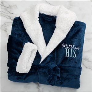 His or Hers Embroidered Luxury Fleece Robe - Grey
