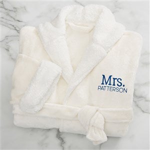 Stamped Elegance Personalized Luxury Hooded Fleece Robe - Ivory - 33977-I