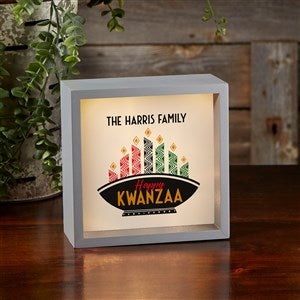 Kwanzaa Personalized Grey LED Light Shadow Box 6x6 - 33996-G-6x6