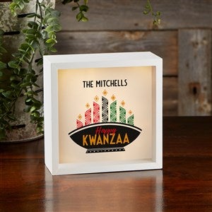 Kwanzaa Personalized Ivory LED Light Shadow Box- 6x 6 - 33996-I-6x6
