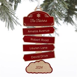 North Pole Personalized Red Maple Wood Ornament - 34008-R