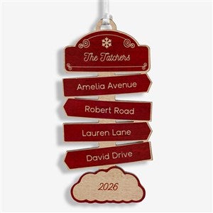 North Pole Personalized Wood Ornament- Red Maple - 34008-R