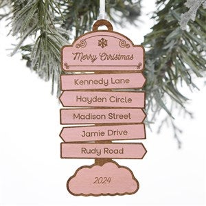 North Pole Personalized Wood Ornament- Pink Stain - 34008-P