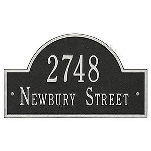Grand Arch Personalized Address Plaque - Black & Silver - 3400D-BS