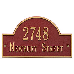 Grand Arch Personalized Address Plaque - Red & Gold - 3400D-RG