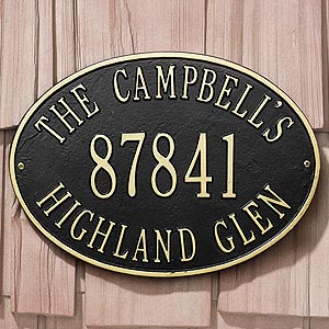 Hawthorne House Address Personalized Aluminum Plaque- Black & Gold - 3402D