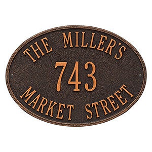 Hawthorne House Address Personalized Aluminum Plaque- Oil Rubbed Bronze - 3402D-OB