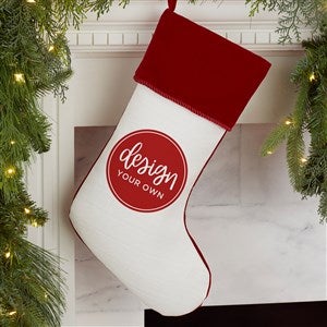 Design Your Own Personalized Christmas Stocking- White with Burgundy Cuff - 34059-W