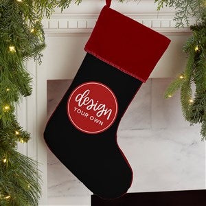 Design Your Own Personalized Christmas Stocking- Black with Burgundy Cuff - 34059-B
