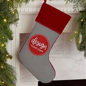 Design Your Own Personalized Christmas Stocking- Grey with Burgundy Cuff - 34059-G
