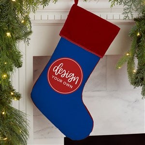 Design Your Own Personalized Christmas Stocking- Blue with Burgundy Cuff - 34059-BL