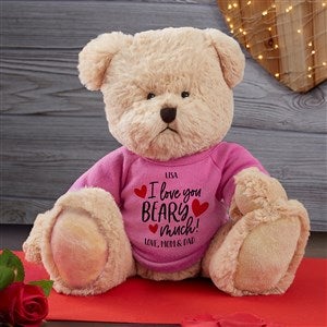 I Love You Beary Much Personalized Teddy Bear- Raspberry - 34092-RS