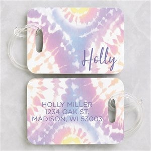 Pastel Tie Dye Personalized Luggage Tag 2 Pc Set - 34113