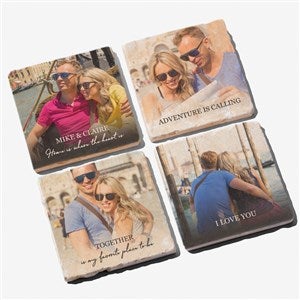 Photo Message for Her Personalized Tumbled Stone Coaster Set - 34142