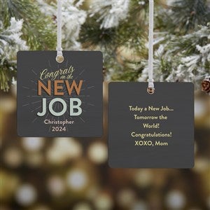 New Job Personalized Square Photo Ornament- 2.75" Metal - 2 Sided - 34150-2M