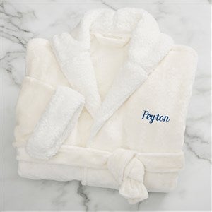 Just For Him Personalized Sherpa Hooded Fleece Robe- Ivory - 34156-I