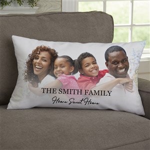 Photo & Message For Family Personalized Lumbar Velvet Throw Pillow - 34197-LBV