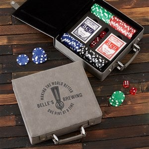 Personalized Logo Grey Leatherette Poker Chip Set - 34210