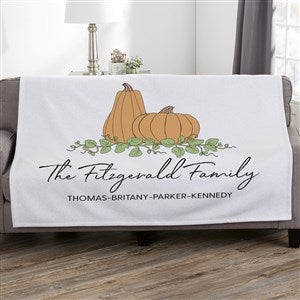 Precious Moments® Pumpkins & Buffalo Check Personalized 50x60 Sweatshirt Blanket - 34211-SW