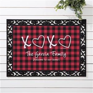 XoXo Red & Black Buffalo Check Personalized Doormat 18x27 - 34216-S