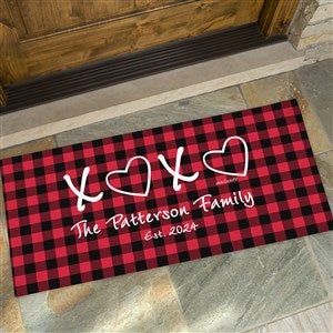 XoXo Red & Black Buffalo Check Personalized Doormat 24x48 - 34216-O