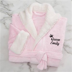 King or Queen Personalized Luxury Hooded Fleece Robe - Pink - 34293-P