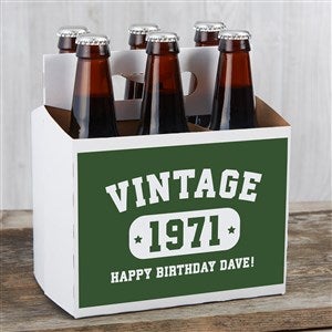 Vintage Birthday Personalized Beer Bottle Carrier - 34308-C