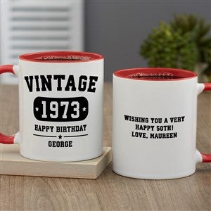 Vintage Birthday Personalized Coffee Mug 11 oz.- Red - 34311-R