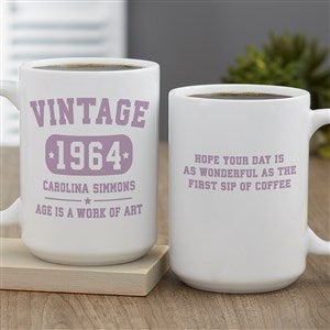 Vintage Birthday Personalized Coffee Mug 15 oz.- White - 34311-L