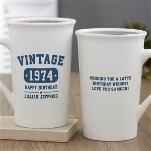 Vintage Birthday Personalized Latte Mug 16 oz.- White - 34311-U