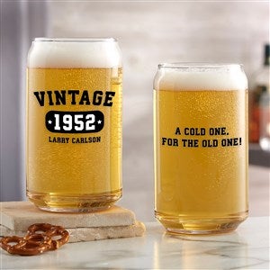 Vintage Birthday Personalized Beer Can Glass - 34315-B