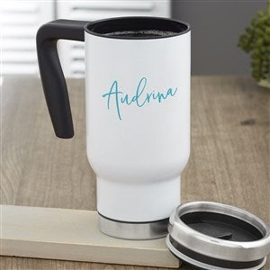 Trendy Script Name Personalized 14 oz. Commuter Travel Mug - 34323