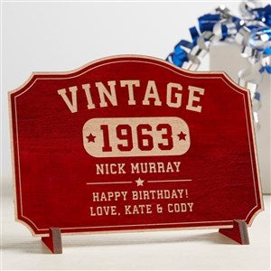 Vintage Birthday Personalized Wood Postcard Red - 34335-R