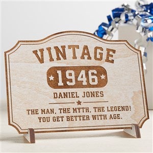 Vintage Birthday Personalized Wood Postcard-Whitewash - 34335-W