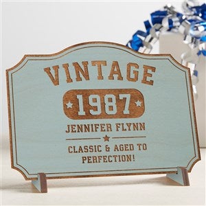Vintage Birthday Personalized Wood Postcard Blue Stain - 34335-BL