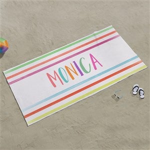 Watercolor Brights Personalized 35x72 Beach Towel - 34337-L