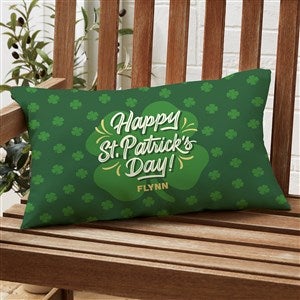 St. Patricks Day Personalized Lumbar Outdoor Throw Pillow - 12” x 22” - 34365-LB